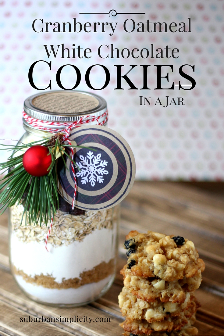 Cranberry White Chocolate Oatmeal Cookies in a Jar