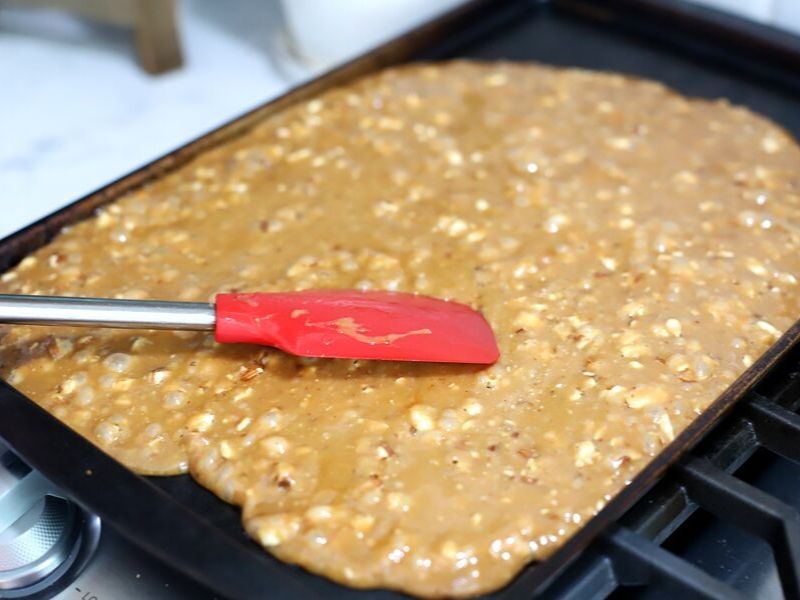 Almond Roca in pan ready to cool