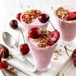 cherry almond smoothie in a glass