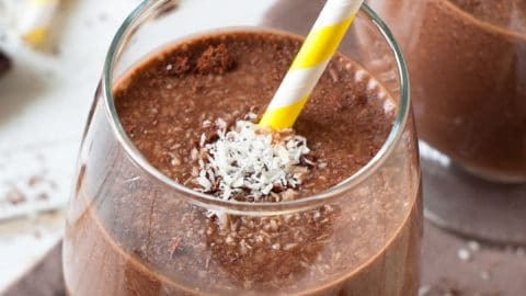 chocolate breakfast shake in a glass