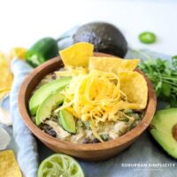 Chicken enchilada soup in a bowl