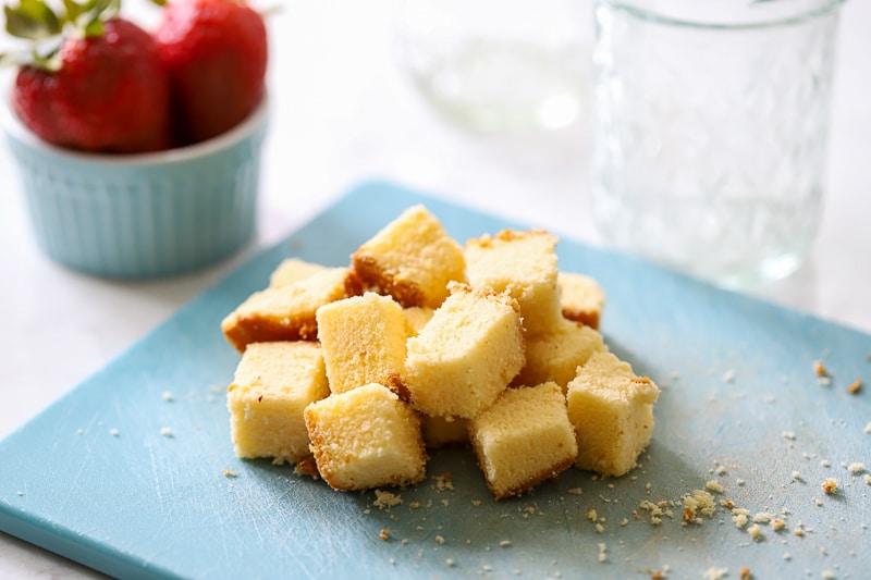 pound cake cut in squares