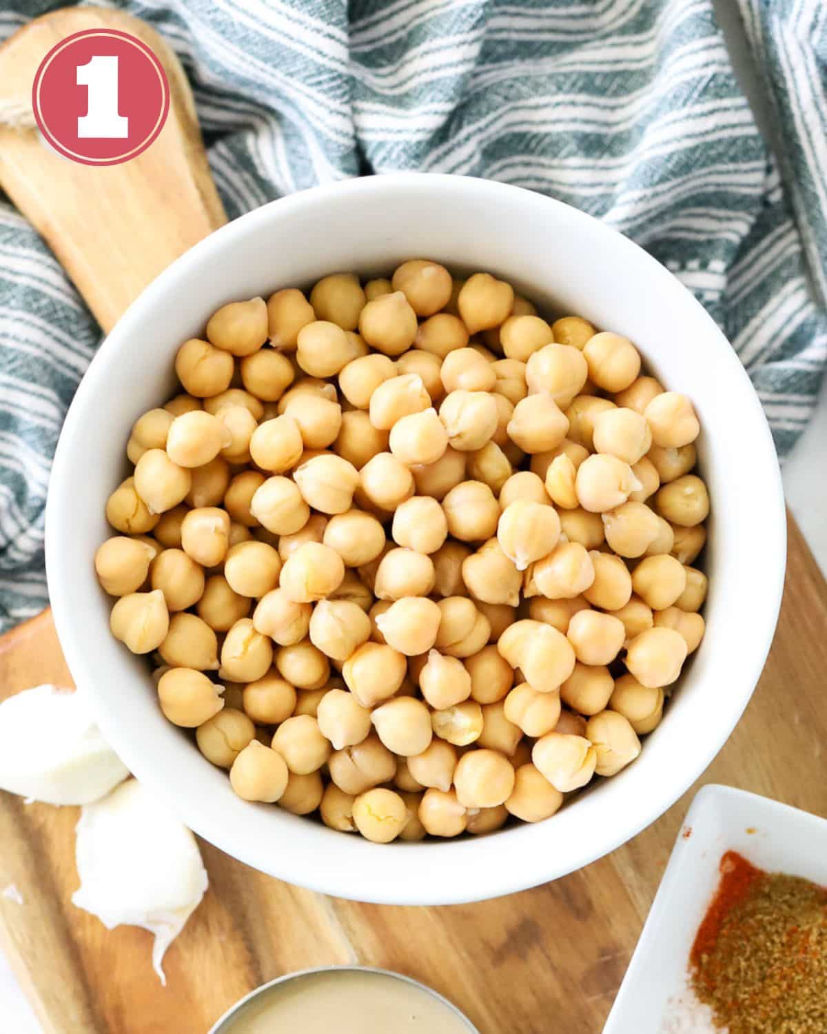 bowl filled with washed garbanzo beans.