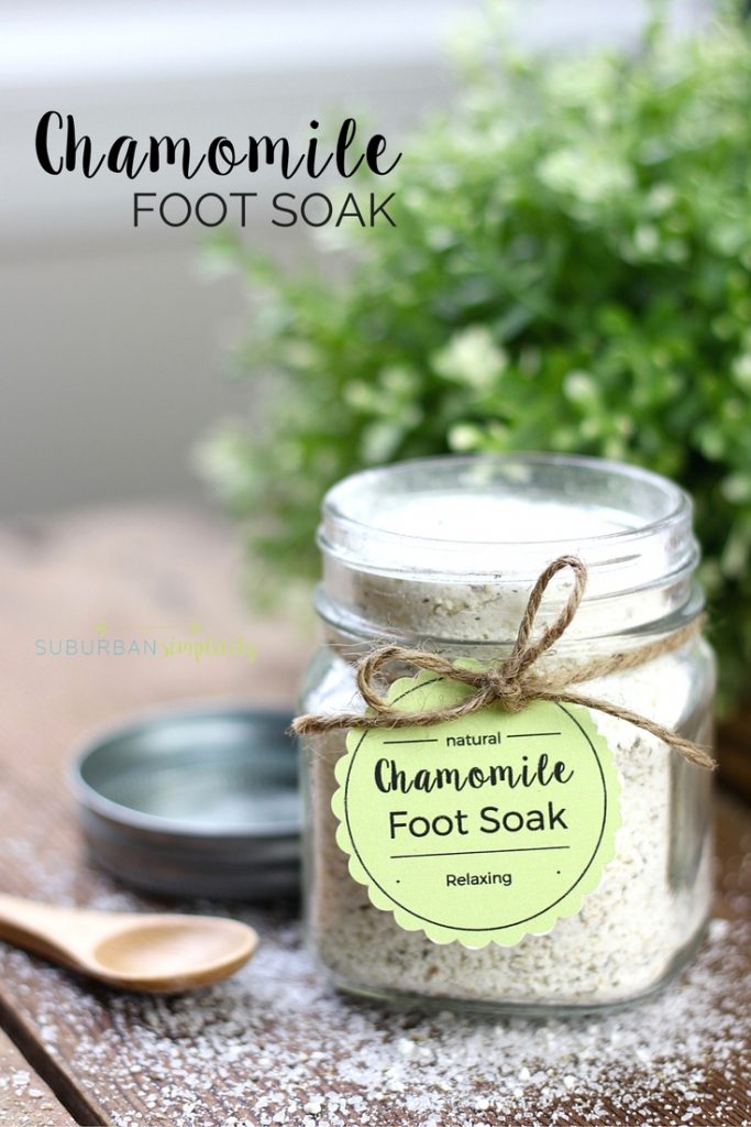 Chamomile foot soak is a wonderful DIY to pamper and soothe your feet. This homemade stress reliever is super easy and inexpensive to make and is also a perfect gift idea.