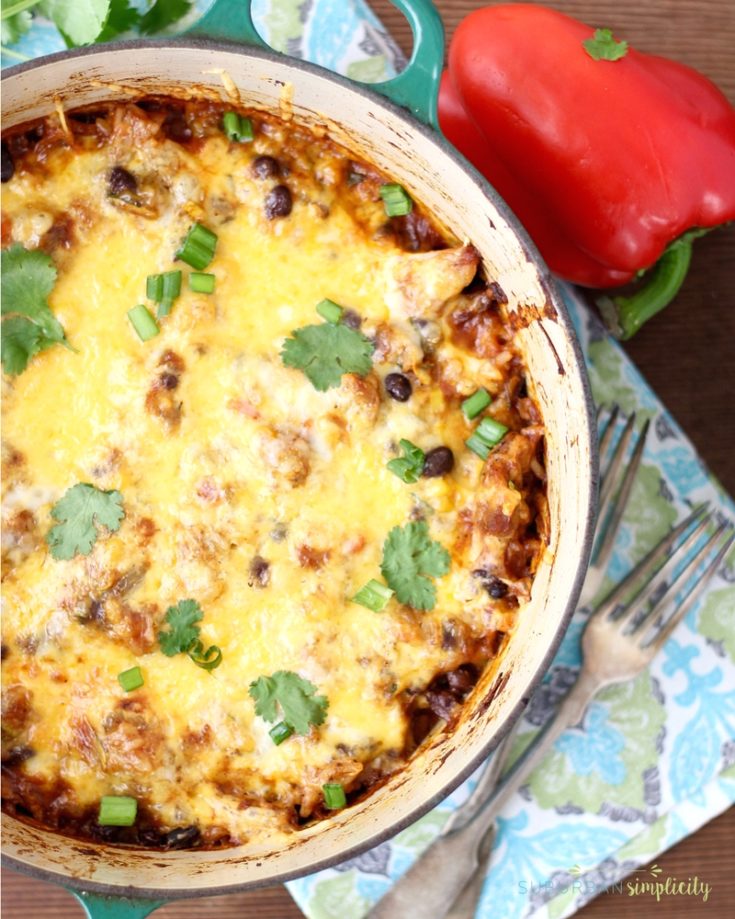 Healthy Mexican Chicken and Rice Casserole (one-pot) - Suburban Simplicity