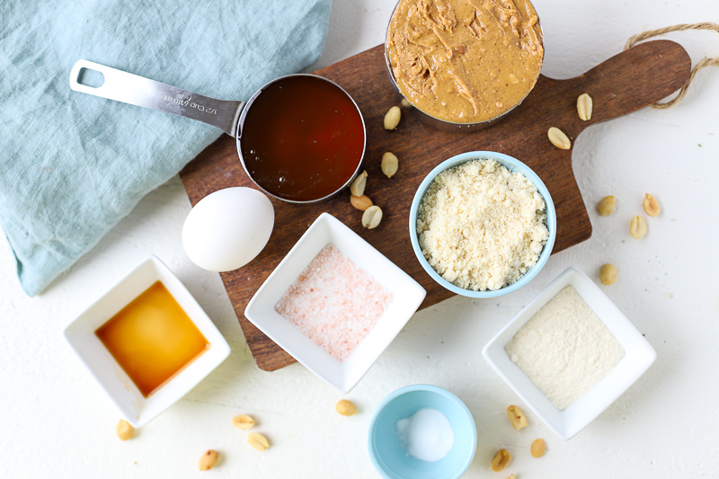 Ingredients for flourless peanut butter cookies