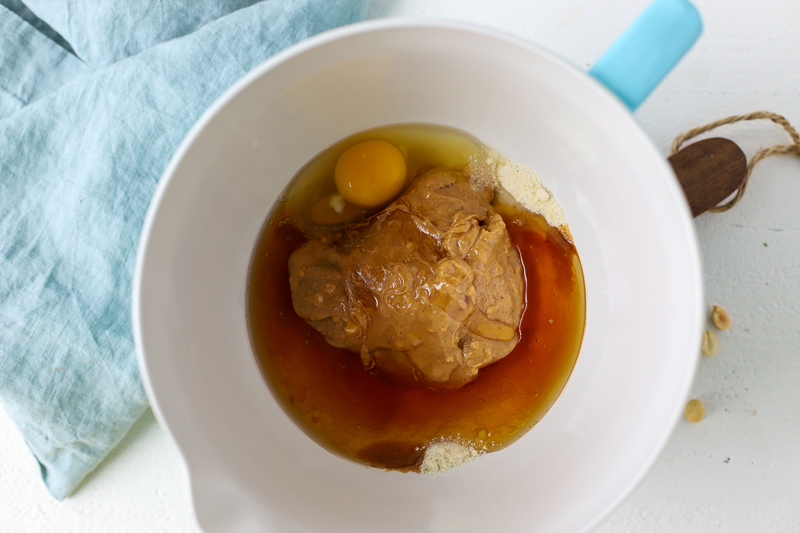 ingredients for peanut butter cookies in a bowl