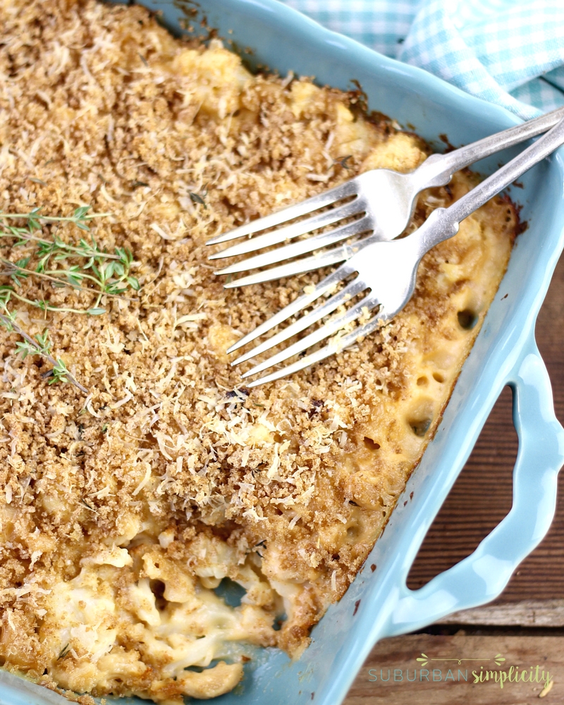 Roasted cauliflower mac and cheese is a healthy food recipe the whole family will enjoy! 