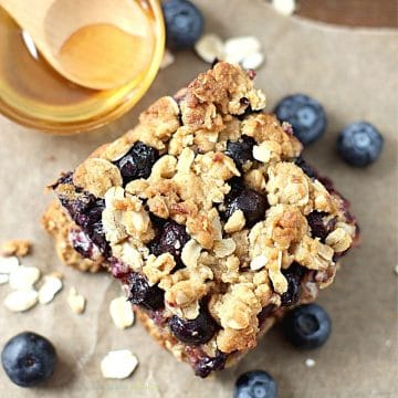 blueberry oatmeal bar on a counter