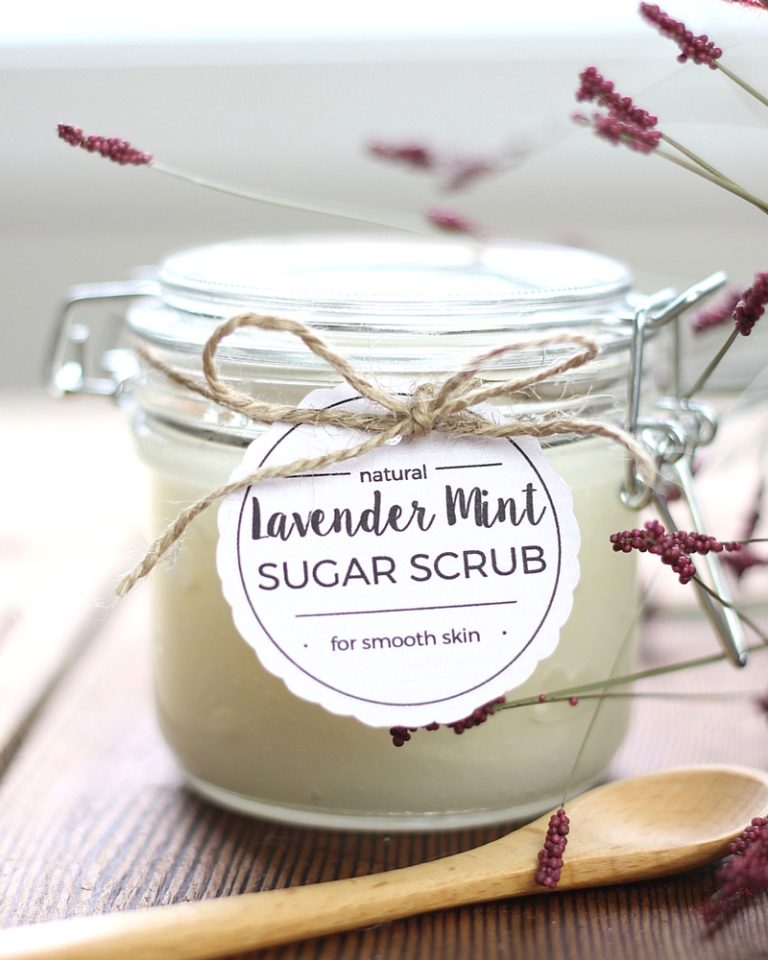 DIY Lavender Mint Sugar Scrub with Printable Labels - Suburban Simplicity