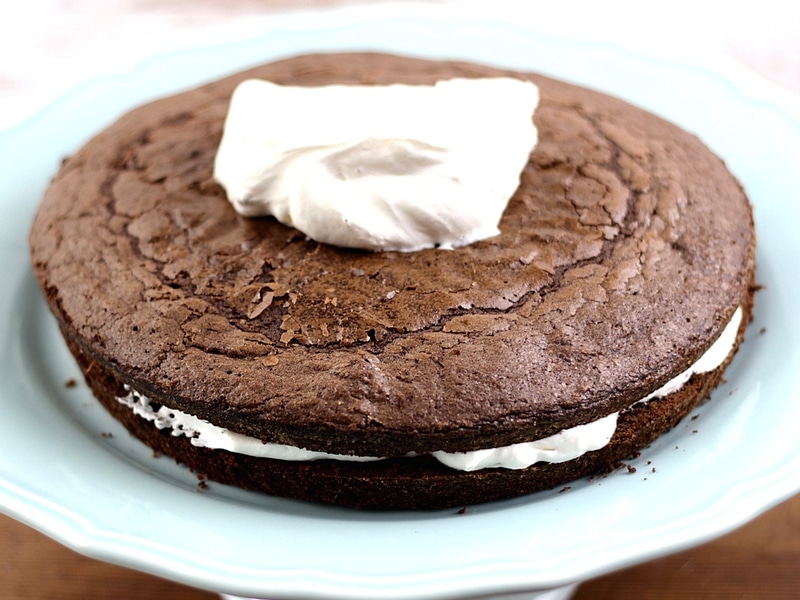 Round brownie layered with sour cream frosting.