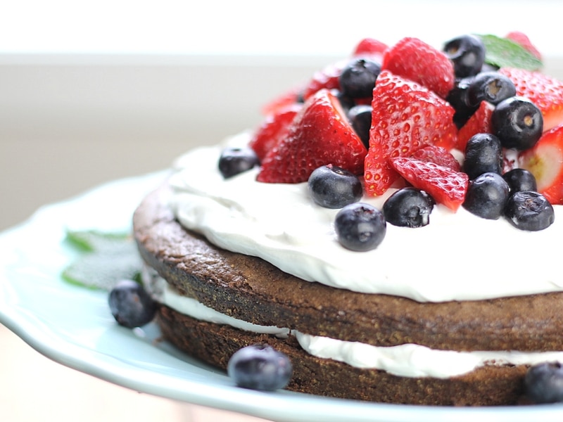 brownie strawberry shortcake on a plate