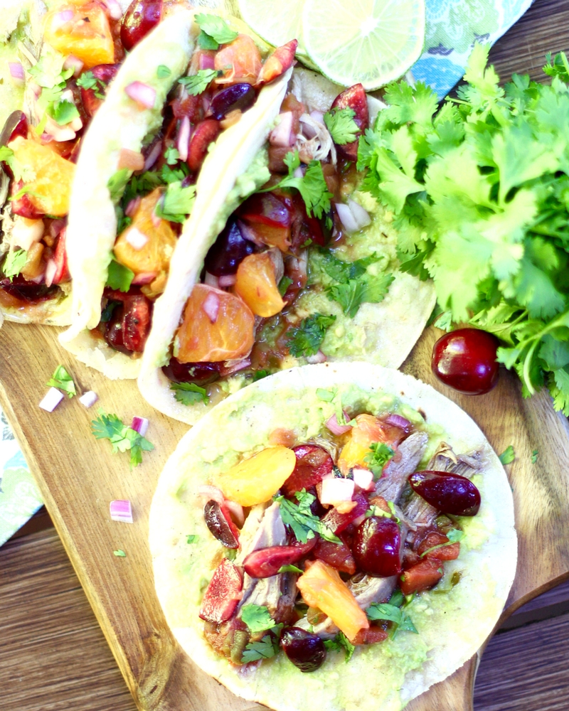 Duck Tacos with Cherry Orange Salsa is a flavorful summer recipe that'll wow your tastebuds. Sweet cherries, tart citrus, avocado, onions and chiles make the dish come alive!