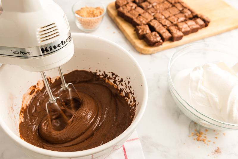 chocolate pudding being mixed