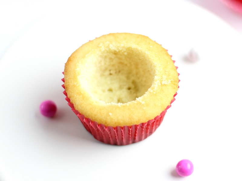 Vanilla Cupcake with the centered hollowed out.