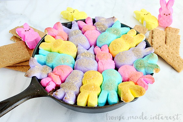 Bunny peeps made into a s'mores dip.