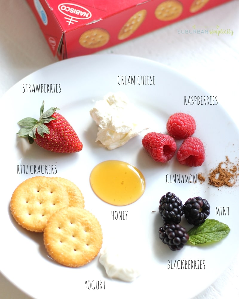 Ingredients for Berries and Cream Ritz Cracker Toppers