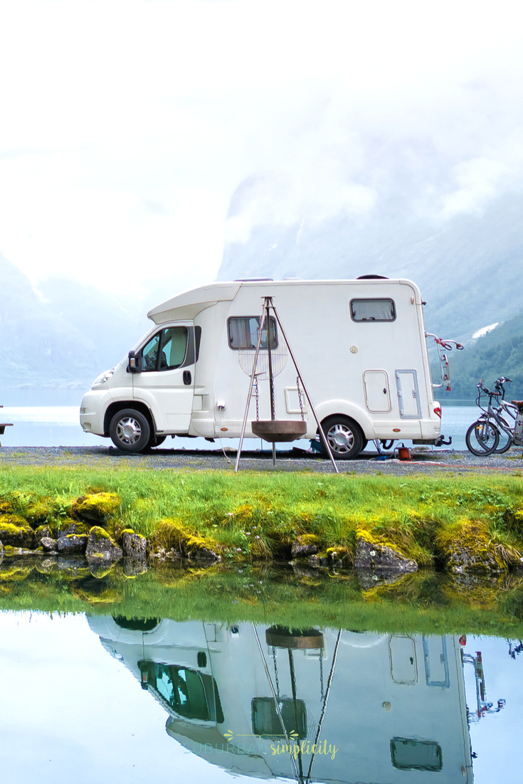 RV Camper and bikes behind it.