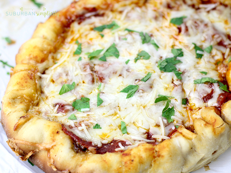 Crockpot Pizza fresh out of the crockpot.