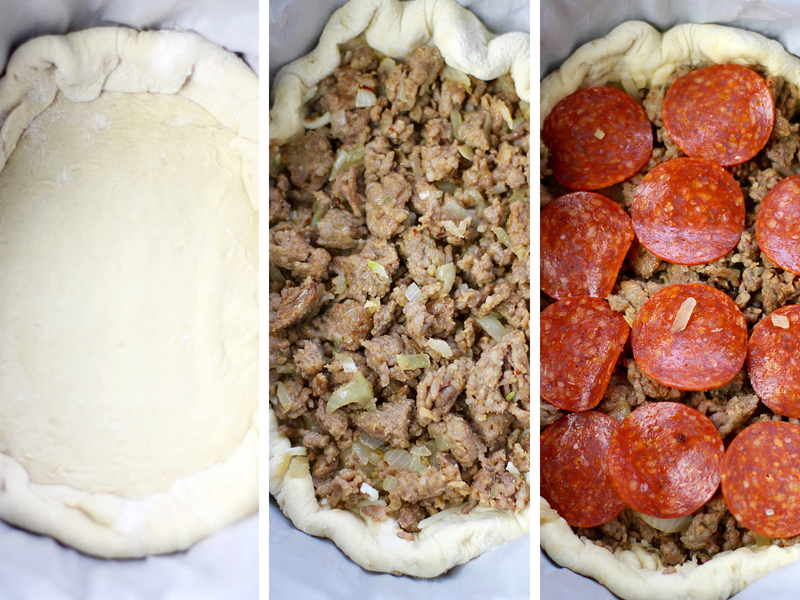 Steps for making crockpot pizza.