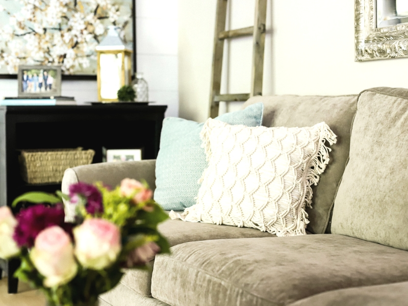 Living room decorating on a budget with pillows.