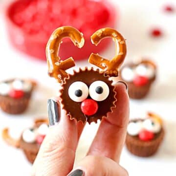 A cute Christmas treat made with Reese's Peanut Butter Cups.