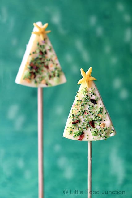 Christmas tree cheese wedges.