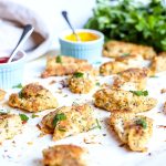 Healthy Baked Chicken Tenders out of the oven.