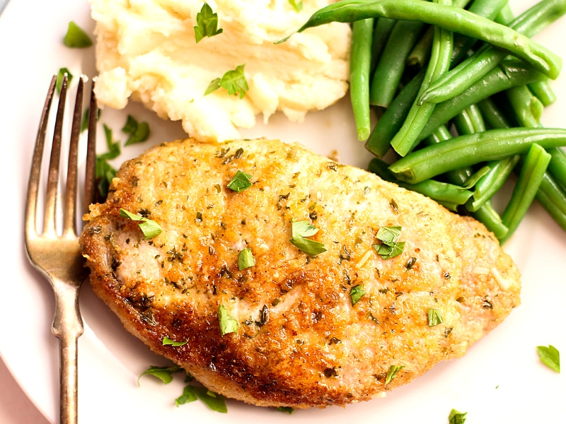 Parmesan Pork Chops ready to eat.