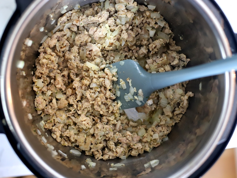 Sausage for Instant Pot Tortellini in pot