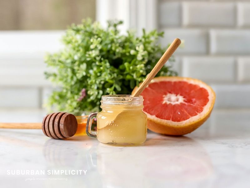 Homemade lip scrub on a counter