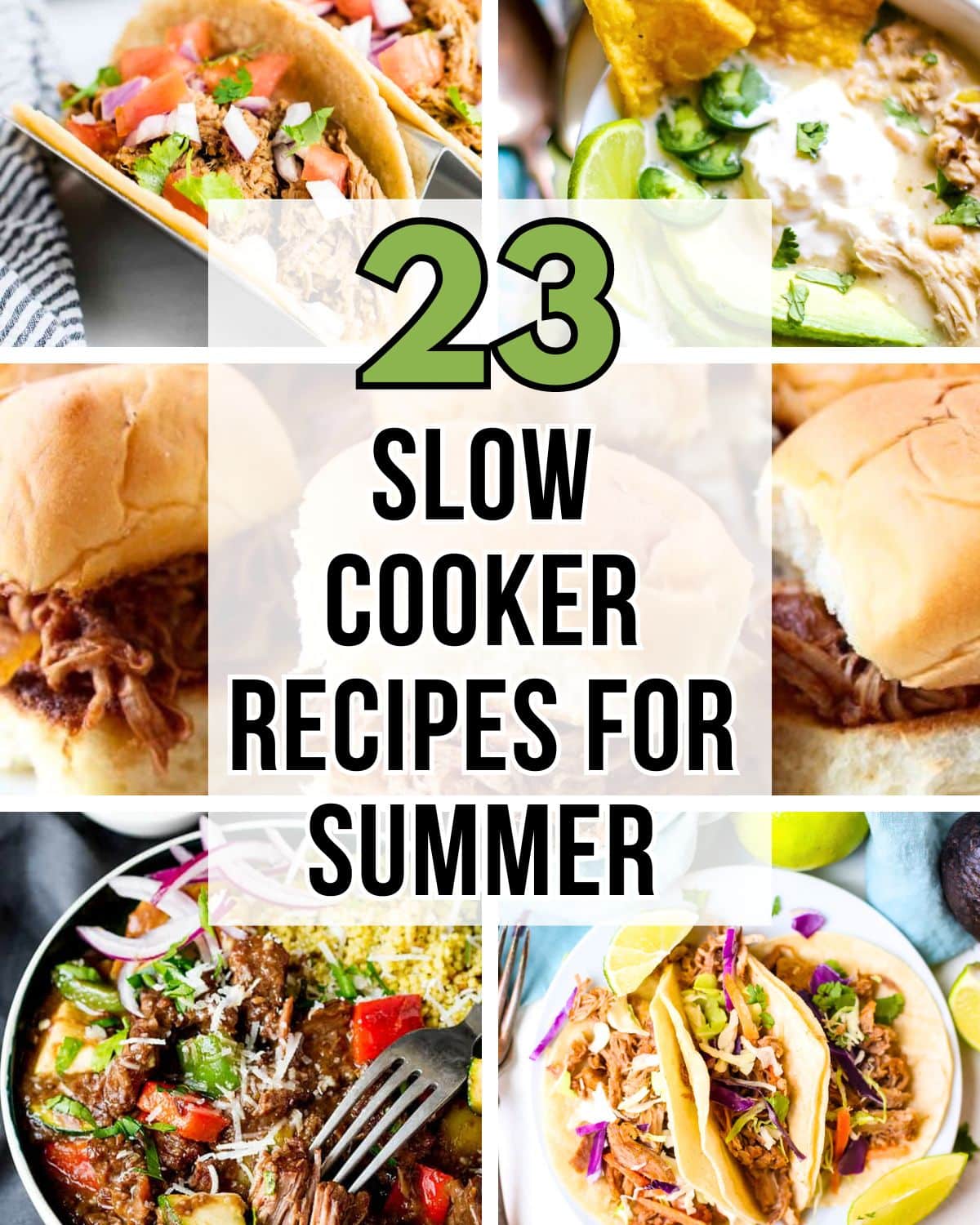 Image featuring slow cooker summer recipes.