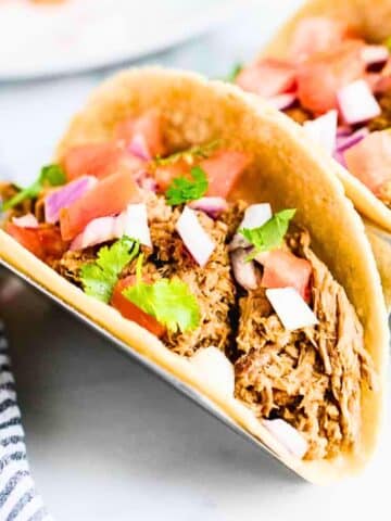 Beef tacos cooked in the slow cooker.