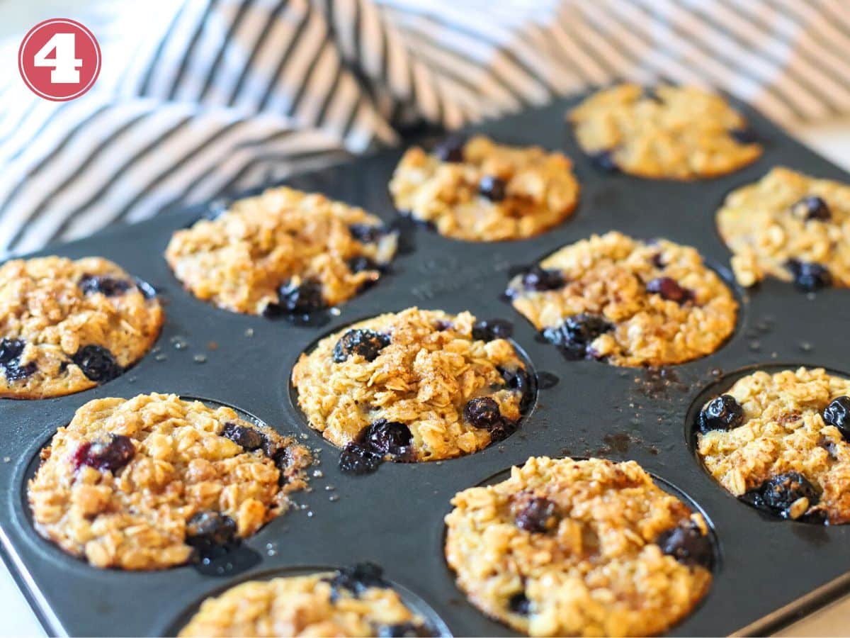 Baked oatmeal cups fresh out of the oven.