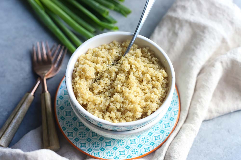 Cooked quinoa in a bowl