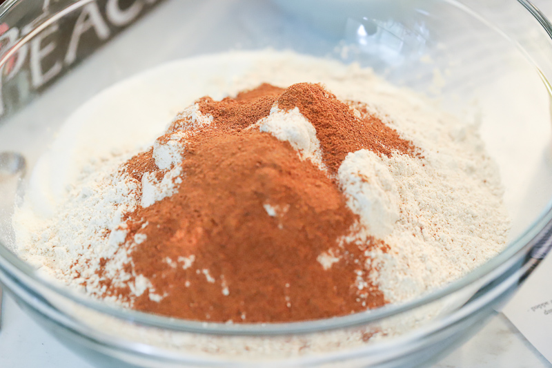 Dry ingredients for Pumpkin Muffins