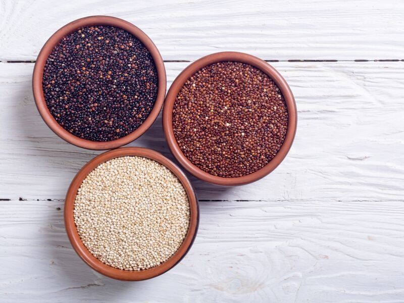 Three different types of quinoa.