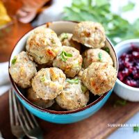 This easy Turkey Stuffing Meatballs recipe is a savory mouthful of turkey, stuffing, and spices in every bite that's good year-round!