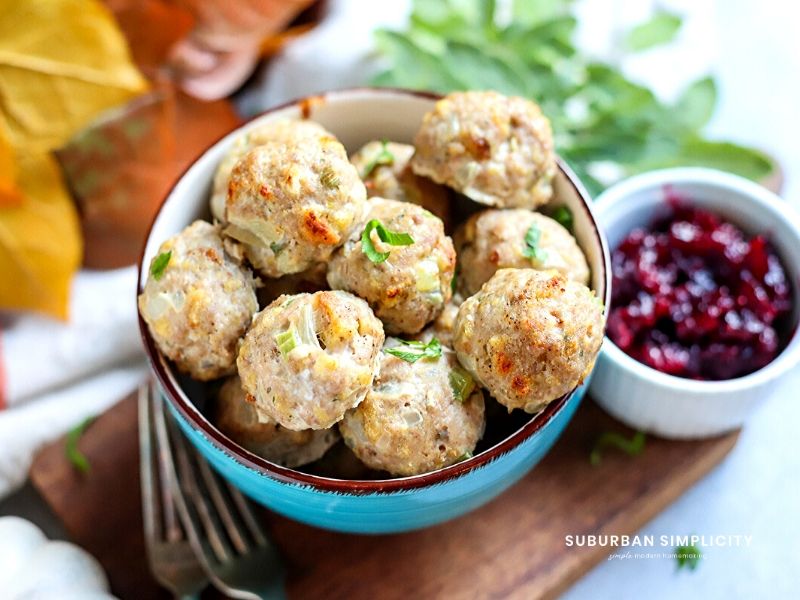 This easy Turkey Stuffing Meatballs recipe is a savory mouthful of turkey, stuffing, and spices in every bite that's good year-round!