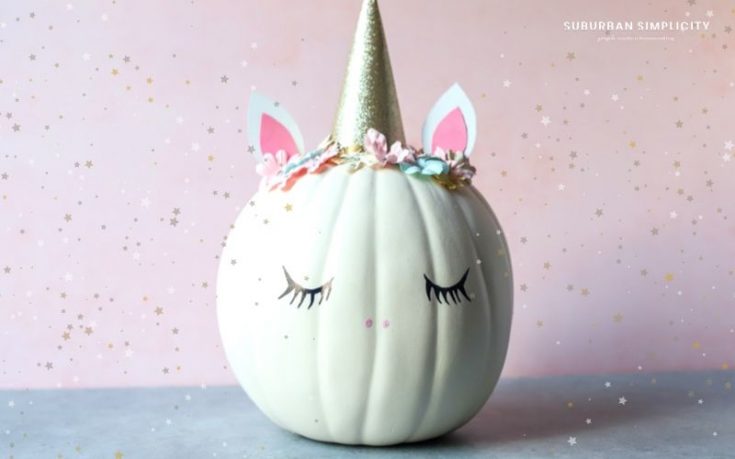 Easy step-by-step tutorial for how to make a Unicorn Pumpkin. This DIY idea is so adorable you'll want to keep it up year-round!