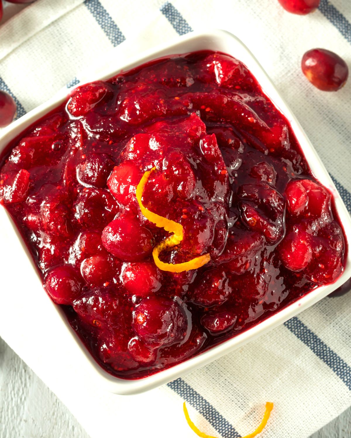 Fresh cranberry sauce in a bowl.