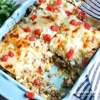 Make this easy to assemble Beef Enchilada Casserole as the perfect flavor-packed, creamy cheese-laden comfort food casserole everyone loves!