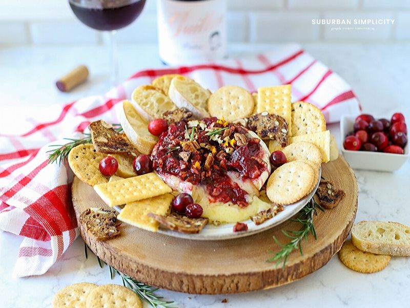 Cracker around a baked brie