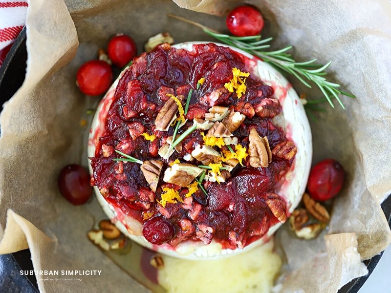 Baked Cranberry Brie plated to serve