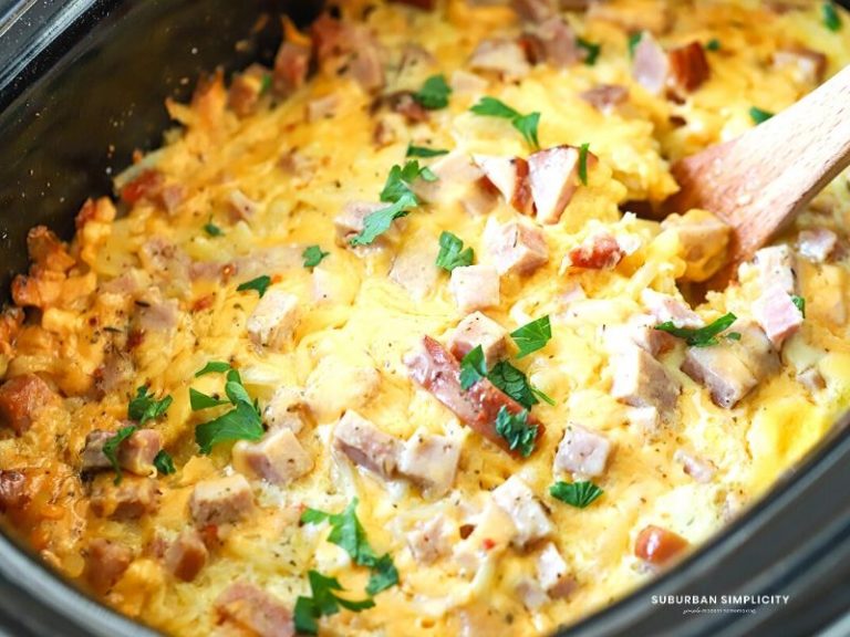 Crockpot Breakfast Casserole Ready Overnight Suburban Simplicity   How To Make A Crockpot Breakfast Casserole 768x576 