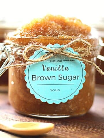 A brown sugar scrub in a jar.