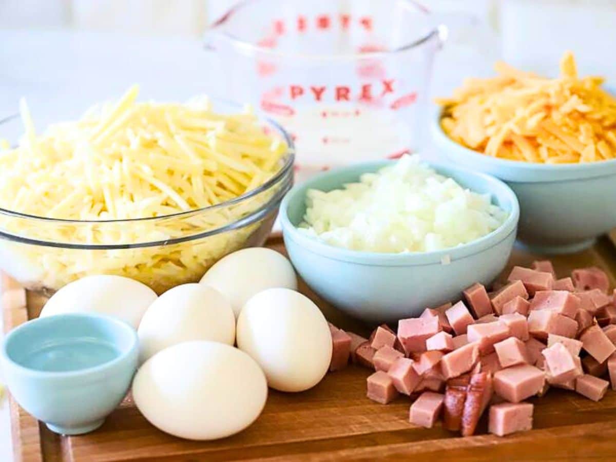 Ingredients for overnight crockpot casserole.