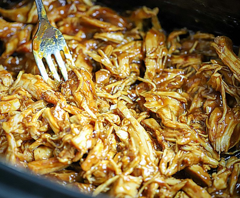 Honey Garlic Chicken cooking in the crockpot 