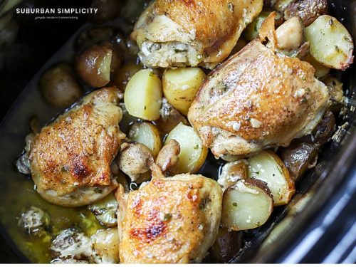 Slow Cooker Chicken and Potatoes with Garlic and Parmesan - Suburban ...