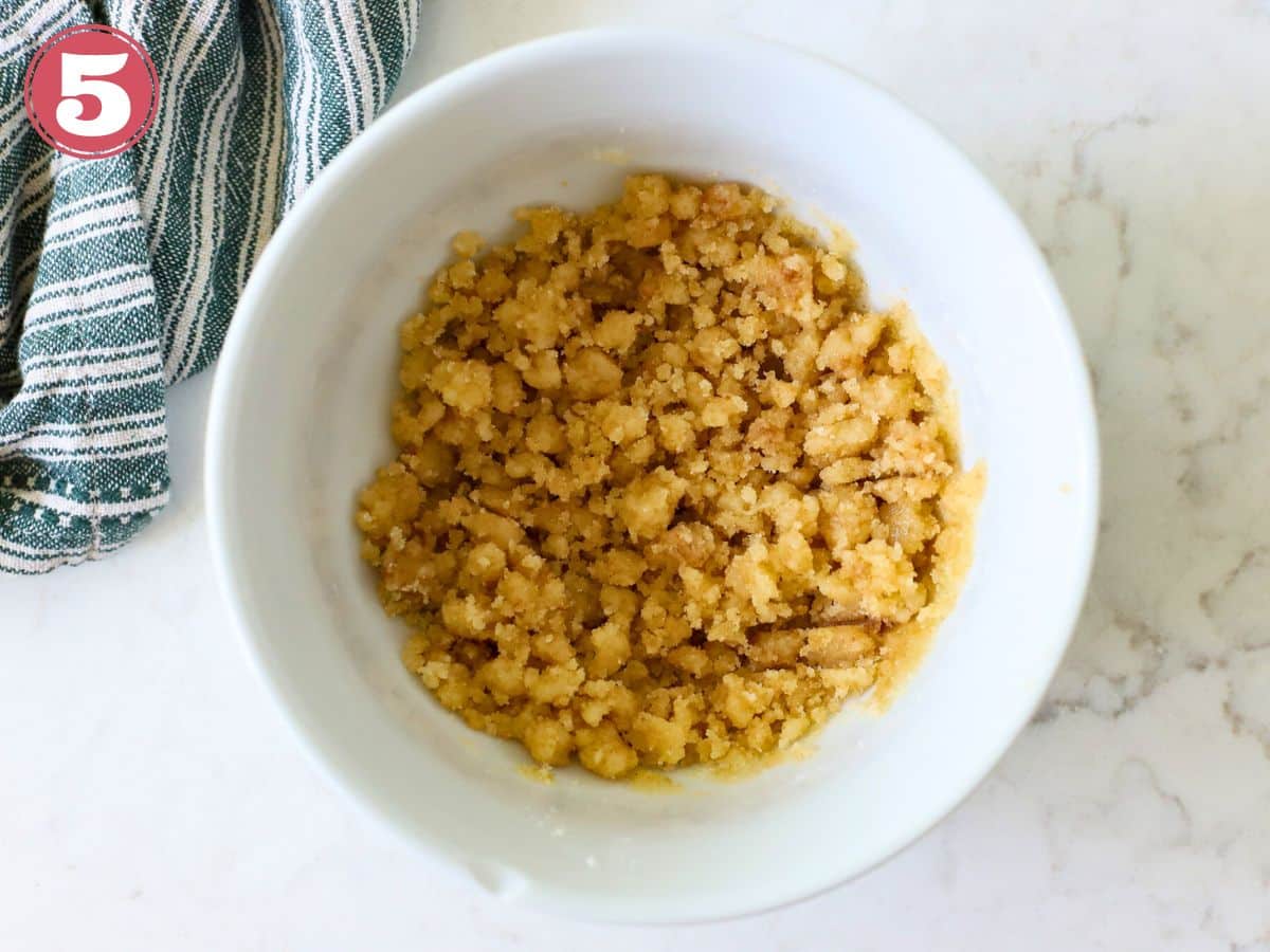 Bowl with streusel topping.